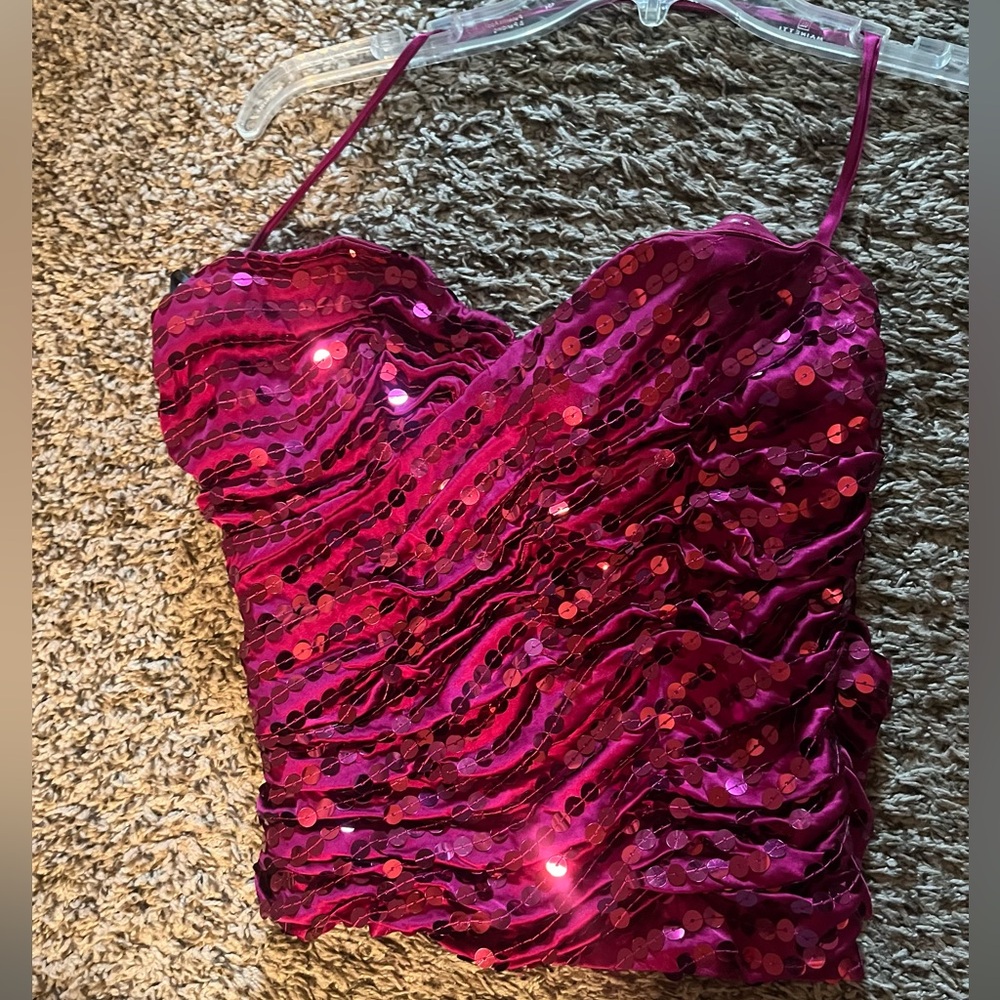 bebe Pink Sequin Top